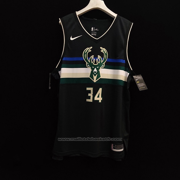Maillot Milwaukee Bucks Giannis Antetokounmpo #34 Statement Authentique Noir
